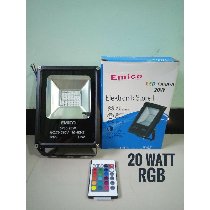 Lampu sorot RGB 20 Watt warna warni dengan remot