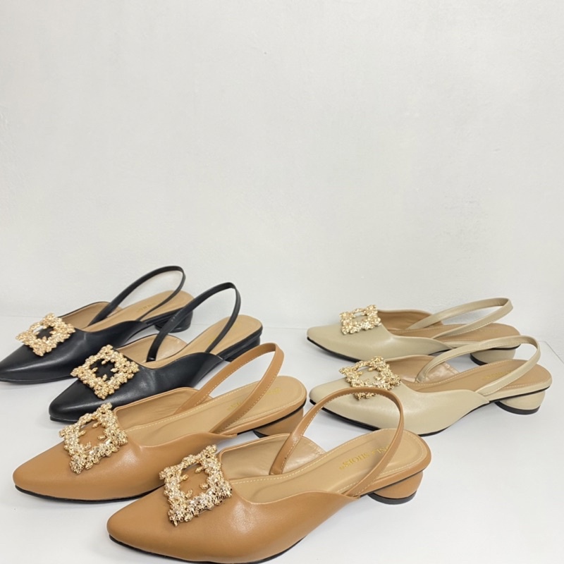 Onlashoes Flatshoes Wanita terbaru PB06 Variasi Kotak Mutiara