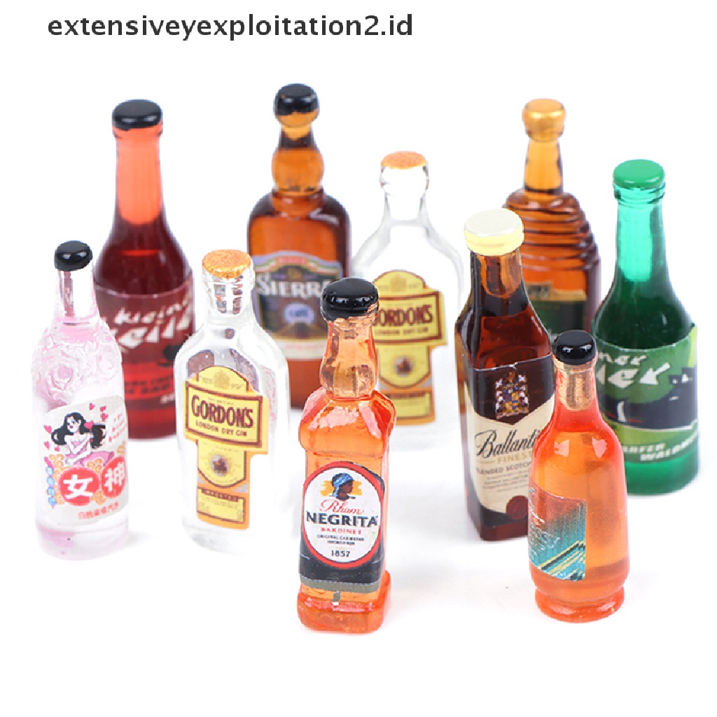 (hotter Model 1: 12) 10Pcs / Set Mainan Miniatur Botol Wine Untuk Aksesoris Dapur Rumah Boneka 1: 12