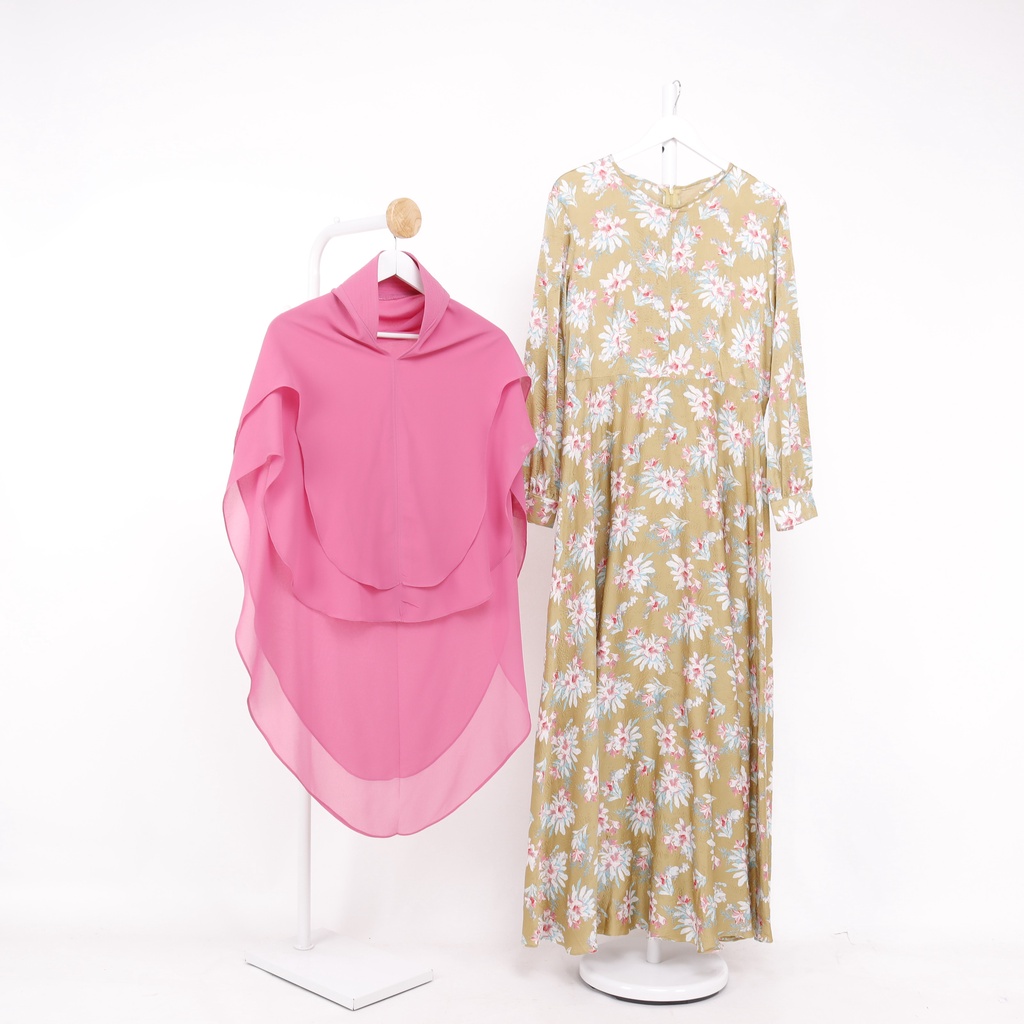 Dress Prive Ismi Flower Set Khimar Syari Premium