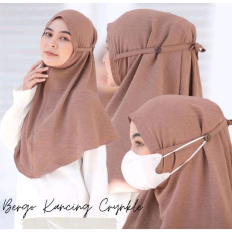 BISA COD / BERGO MARYAM TALI HIJAB CROINKLE KANCING MASKER SIZE M / BERGO KONEKTOR AIRFLOW MARYAM TA