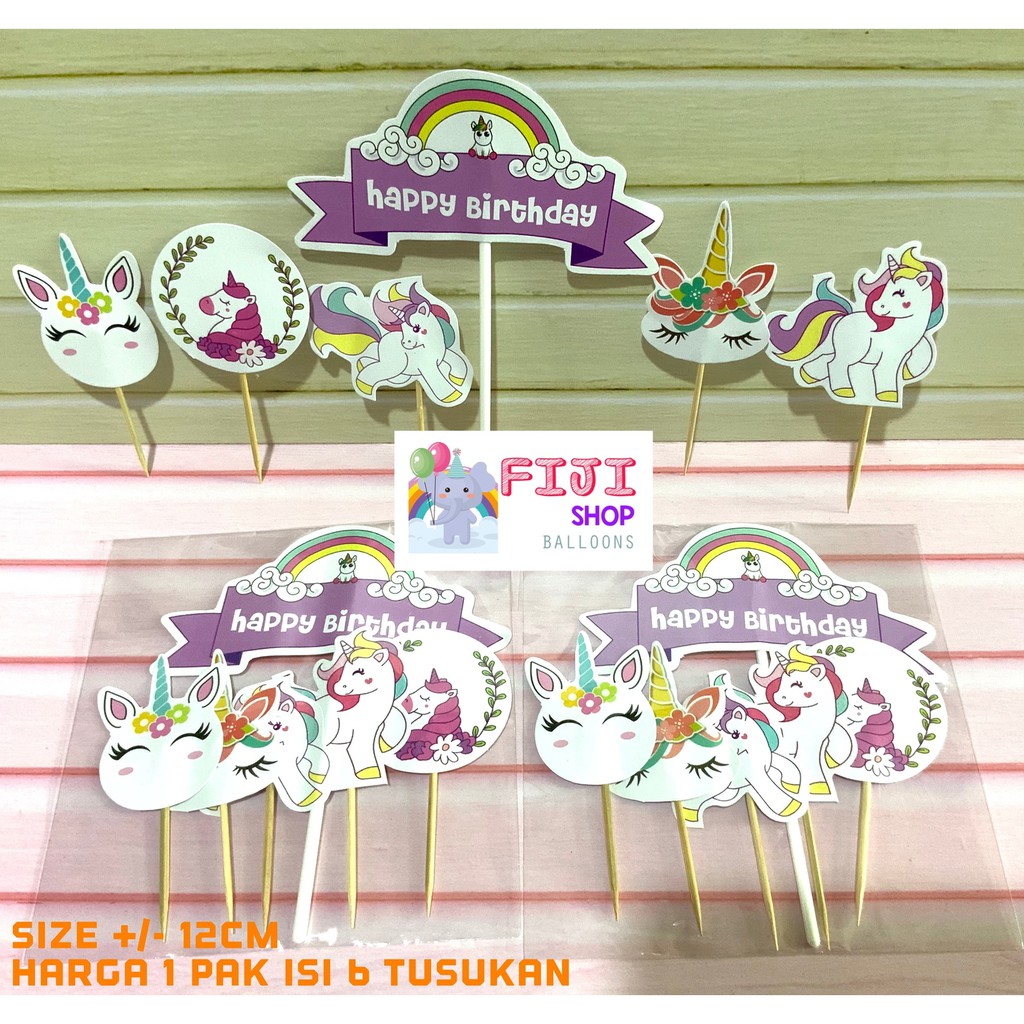 Cake Topper Unicorn  Set Hiasan  Kue  Ultah  Topper 