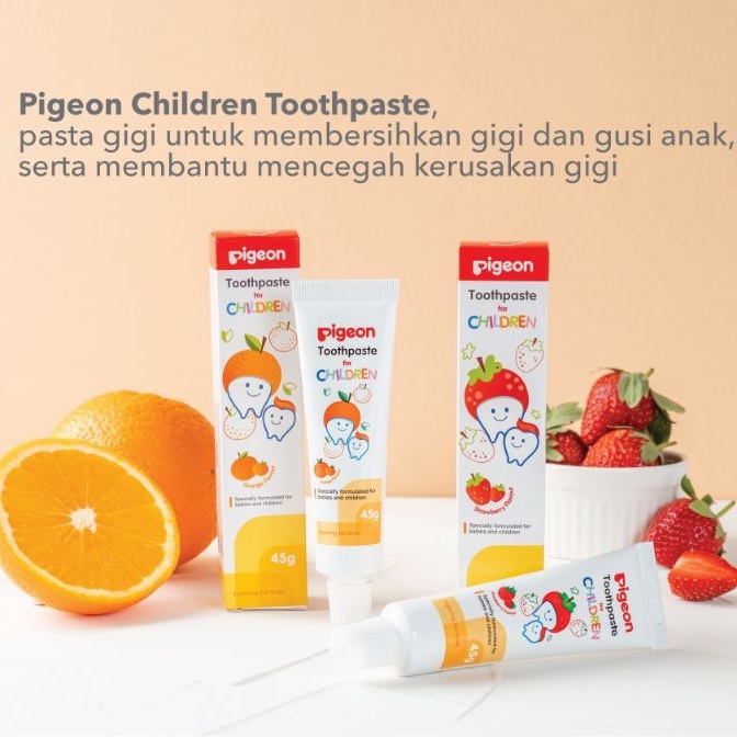 PIGEON Toothpaste Pasta Gigi Bayi Strawberry / Orange 45Gr