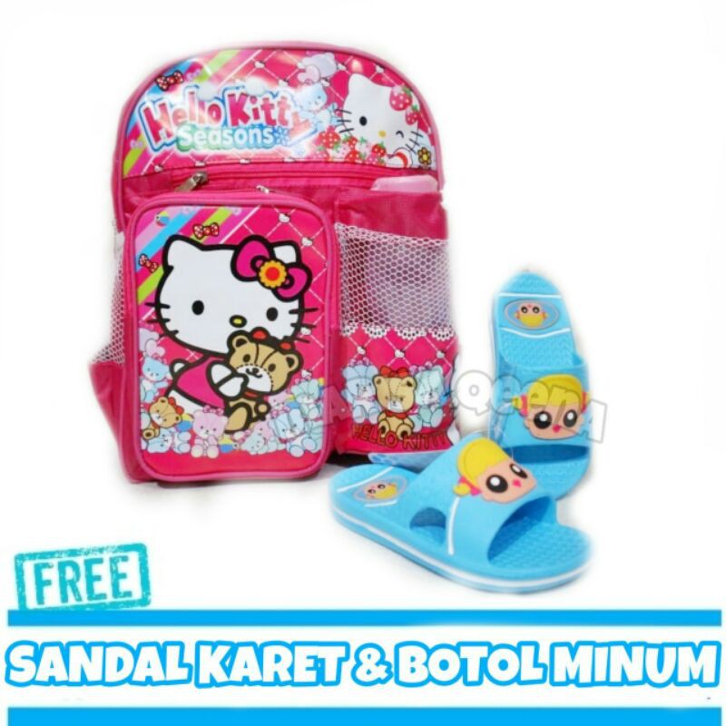 Tas Anak Hellokitty tas anak karakter perempuan Gratis sandal karet tas anak sekolah