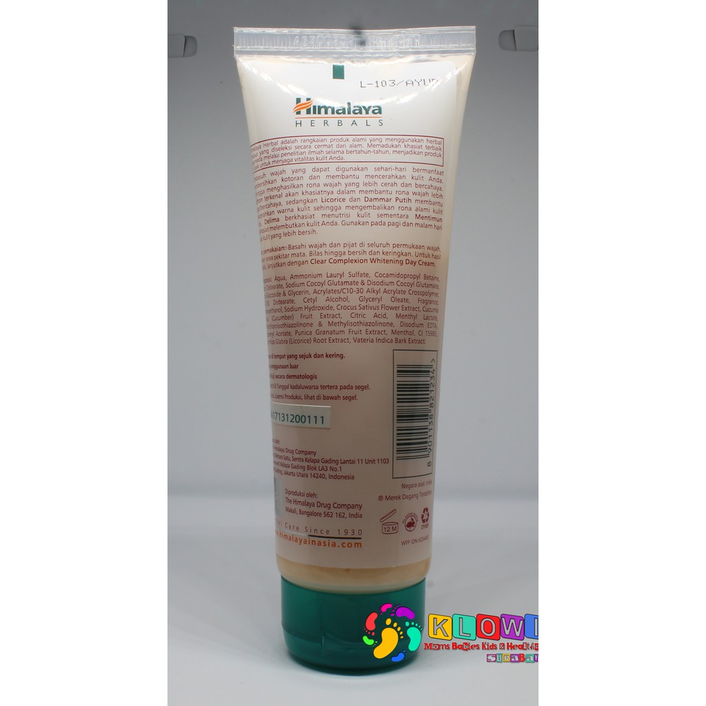 Himalaya Clear Complexion Whitening Face Wash 100ml / Facial Wash / Cleanser / Sabun Wajah