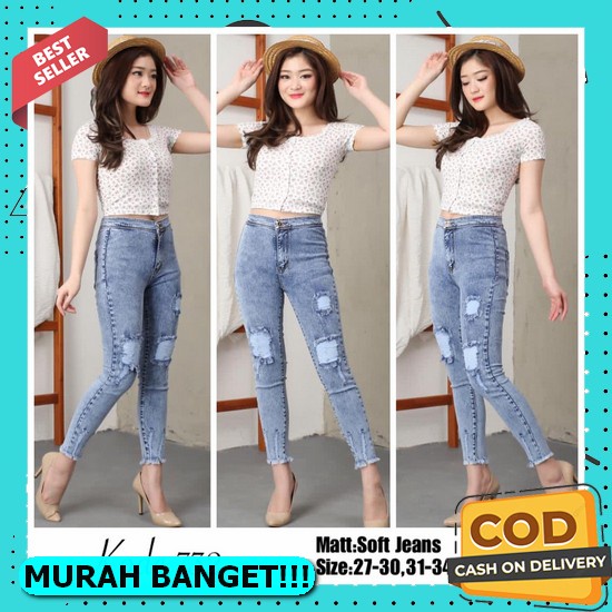 V2Ii2 Celana Kulot Jeans Wanita Putih Jins Hitam Denim Highwaist Murah Cewek Cewe Cullote Cutbray Ke
