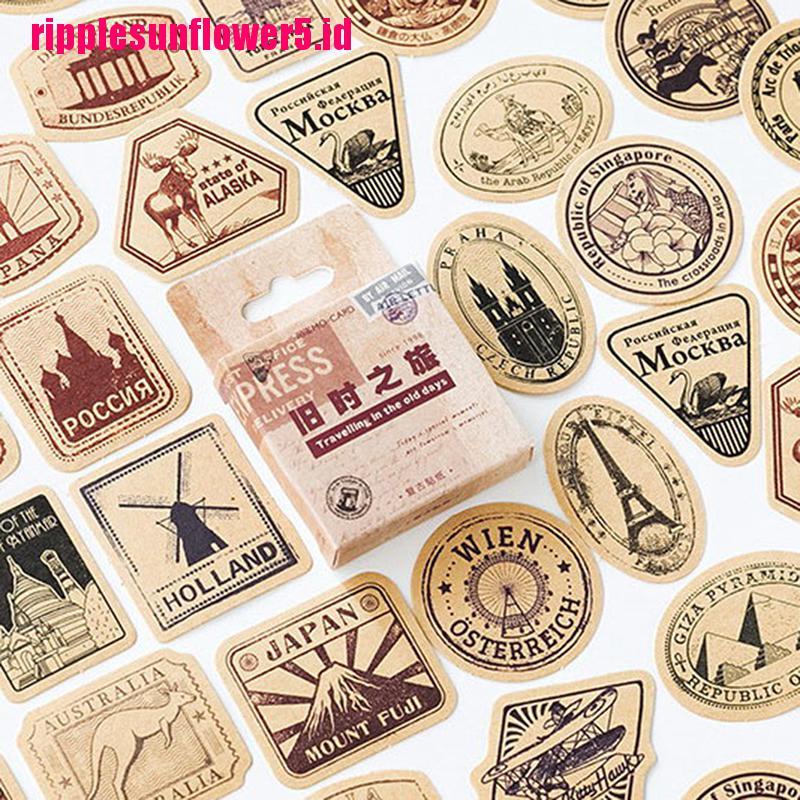 46pcs / Kotak Stiker Kertas Gaya Vintage Untuk Segel Kemasan Hadiah