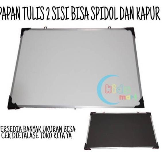 

MJK ☮ Whiteboard 40x60 papan tulis anak putih white board 2 sisi spidol dan kapur ✔✔ (Baru)