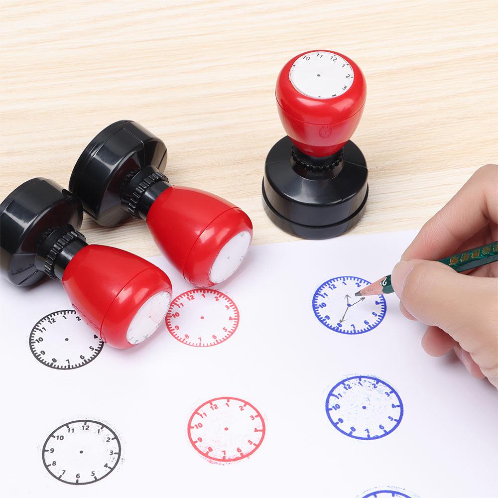 Chookyy 1pc Stempel Jam Perlengkapan Sekolah Alat Bantu Mengajar Mainan Anak Segel Clock Dial