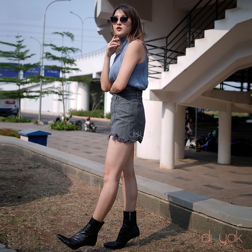 DISYAK - Hotpants Jeans Belah Tengah Grey 1009-2009