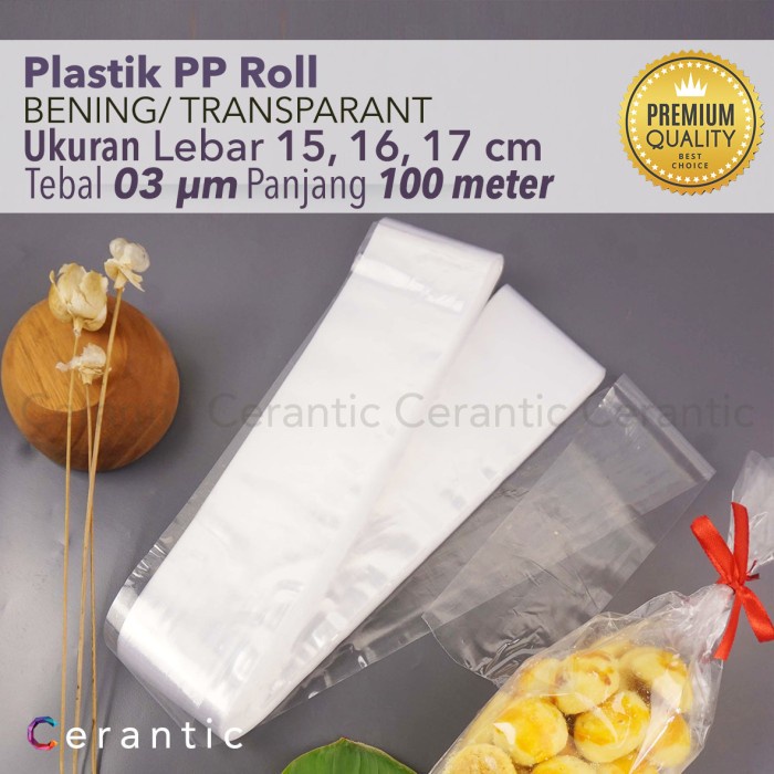 

Plastik PP ROLL Lebar 15 16 17 cm Tebal 03 Bening Panjang 100 m