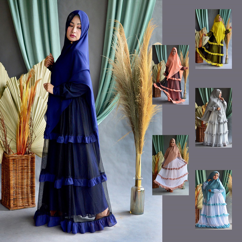 GAMIS MODERN SYARI RENDA TILE NAVY CANTIK