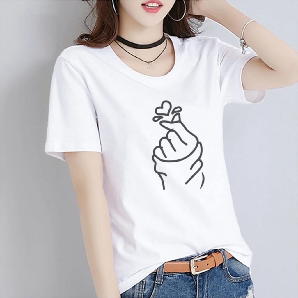 Kaos Wanita Korean Love Baru / Tshirt Combed 30s Wanita / Tumblr Tee / Atasan Baju Lengan Pendek