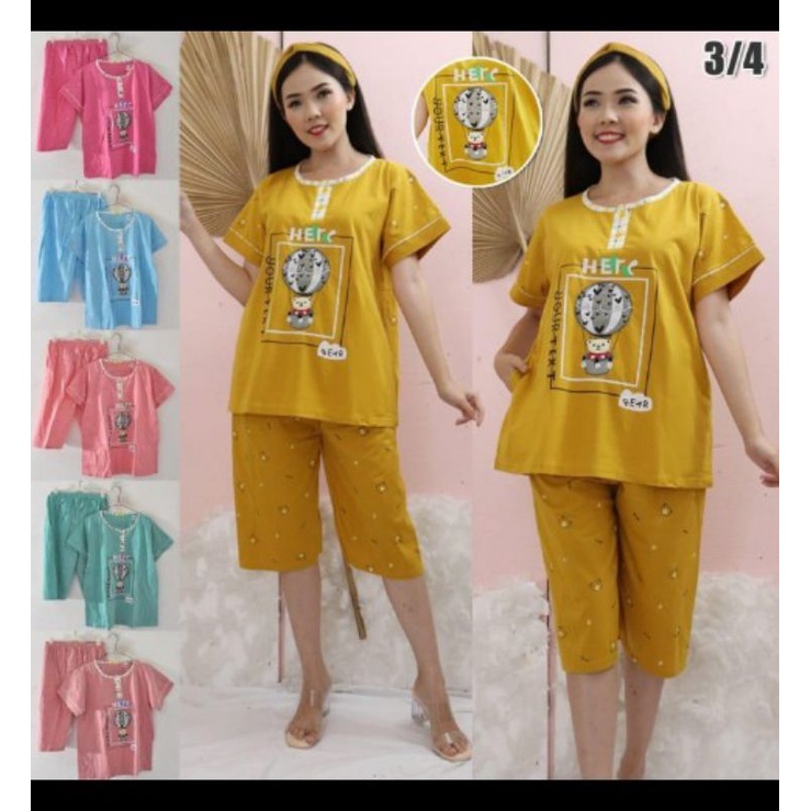 stelan  baju tidur 3/4 standar dan jumbo Tessa