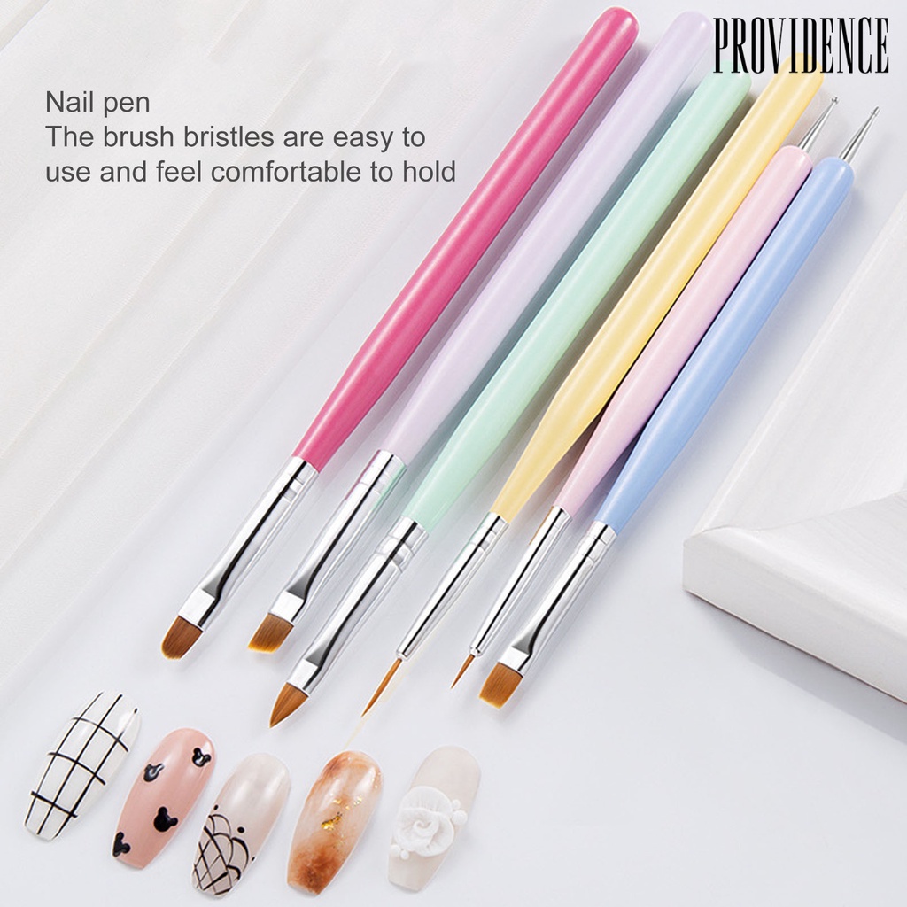 Providence 6pcs / Set Pen Brush Nail Art Warna Macaron