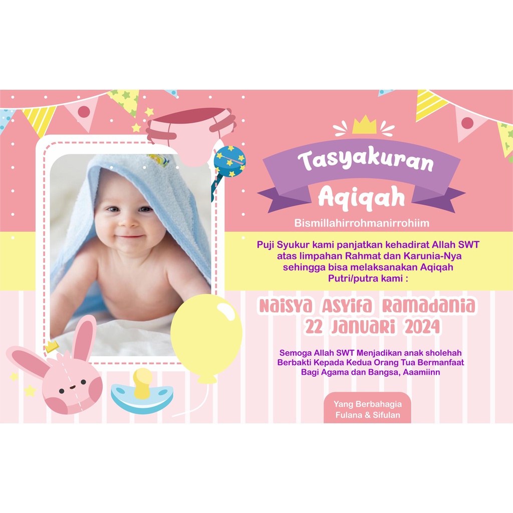 Jual Kartu Ucapan Aqiqah Selapanan Tasyakuran Kelahiran Tasyakuran