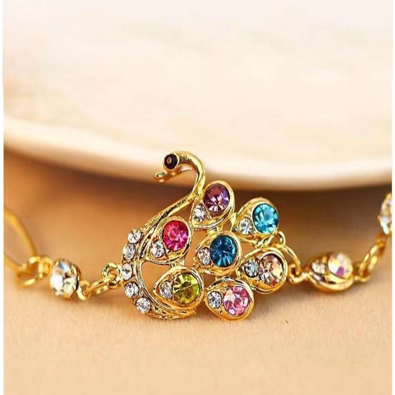 (Hello Girl)G01 Gelang Tangan Motif Angsa Dazzling Permata   Wanita Import