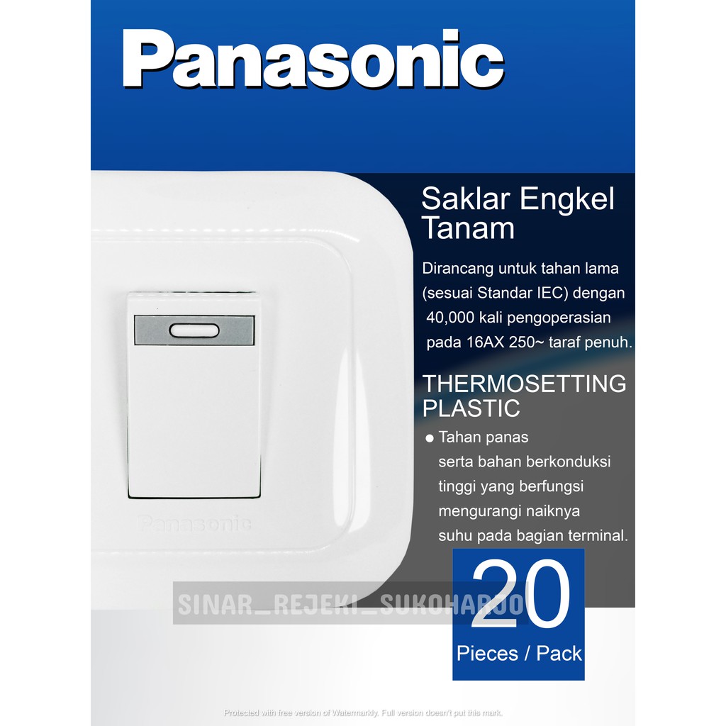 Panasonic Saklar Engkel Inbow IB Single 1gang 1way Tanam Wej5531 Wej78019w Ws