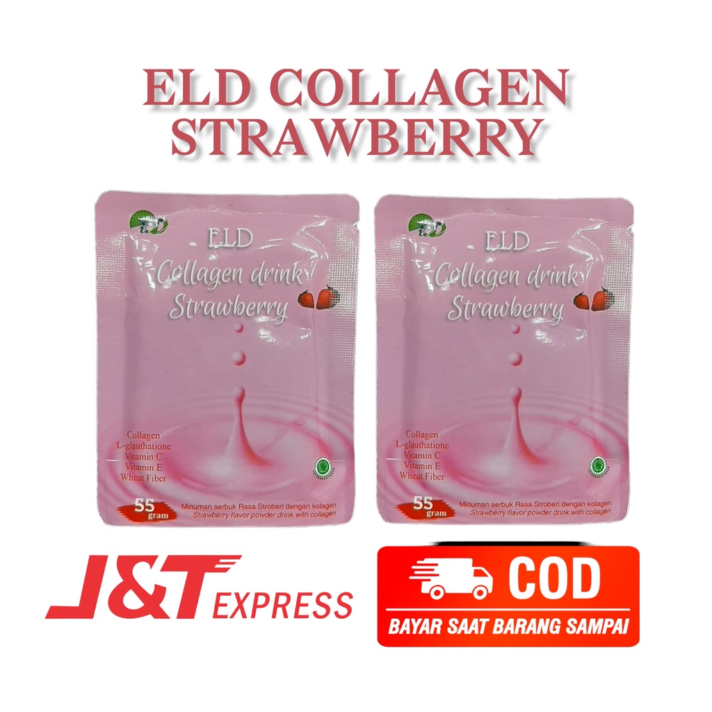 

ELD Collagen Drink Minuman Serbuk Susu Strawberry Pemutih Badan BPOM Original 55Gram