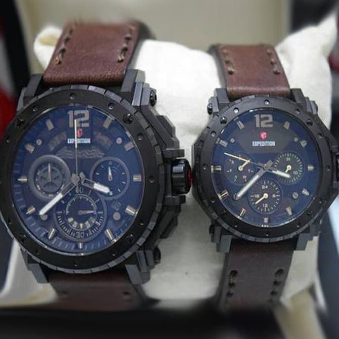 jam tangan expedition e6402 couple leather coklat hitam