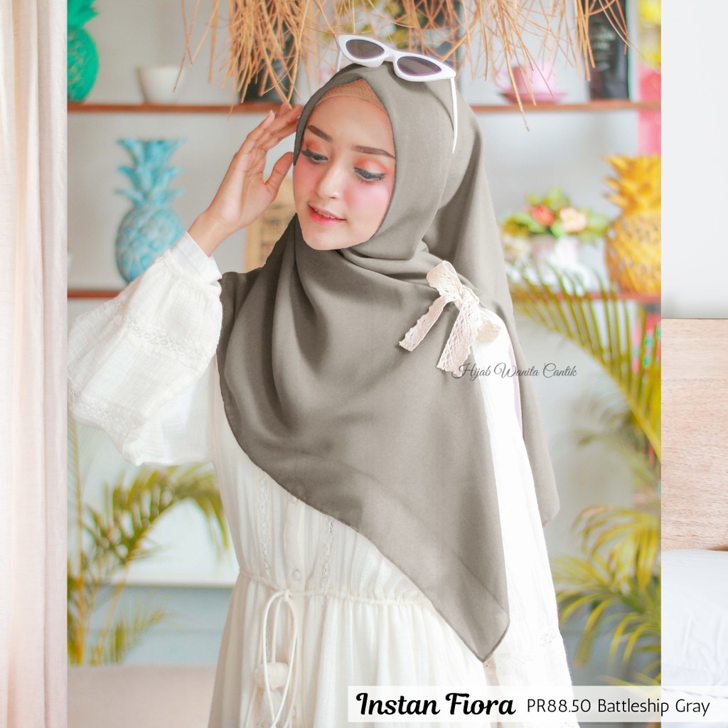 Hijabwanitacantik - Hijab Instan Fiora | Hijab Instan | Jilbab Instan Voal-Battleship Gray