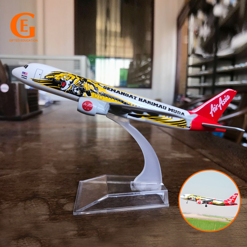 Model Pesawat Terbang Asia Tiger A320 Asia Tiger Airbus 320 Die-cast Bahan Metal Ukuran 16CM