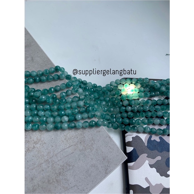 batu GIOK CINA CUTTING 8mm FACETED UKIR bahan gelang kalung green craft kerajinan tangan fashion model kekinian fyp citayam