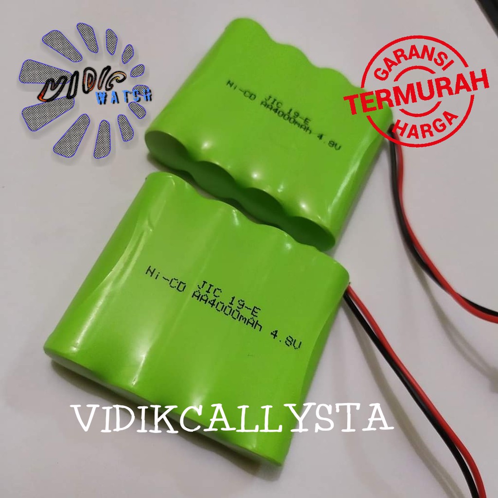 Batrei Batre battery Mobil Remot control R/C RC 4.8V AA 4000mAh 5500mAh Socket Soket Hitam