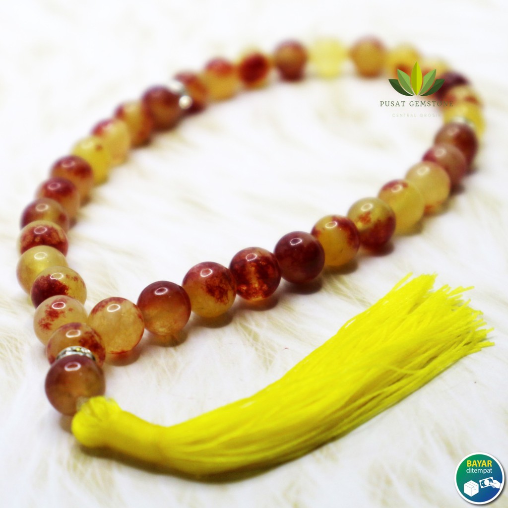 Tasbih Giok Kuning Gradasi 33 Butir Natural