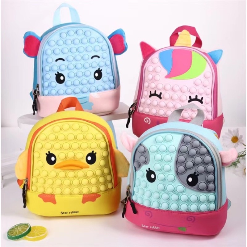 Ransel Pop It Character Makaron Rainbow for Kids BEST QUALITY