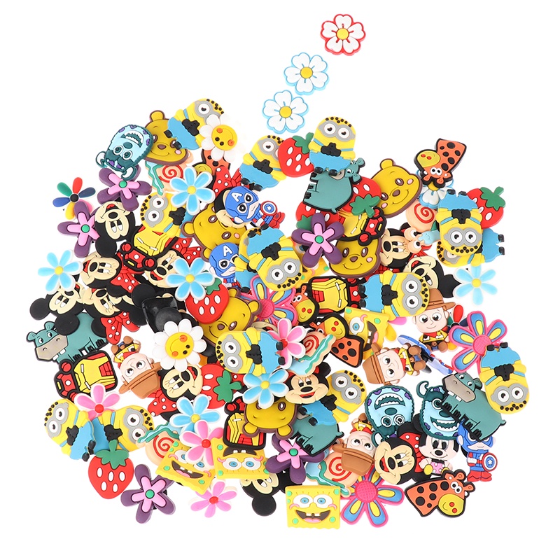 20pcs Stiker Dinding Dengan Bahan Pvc Dan Gambar Kartun Crocs Jibbitz