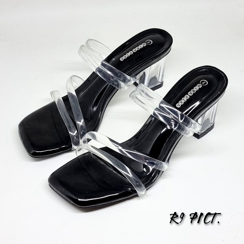 R9 Heels Strappy SEPATU SANDAL HEELS LEMBUT HAK KACA TRANSPARAN JL09 7cm Sandal Jelly Wanita.