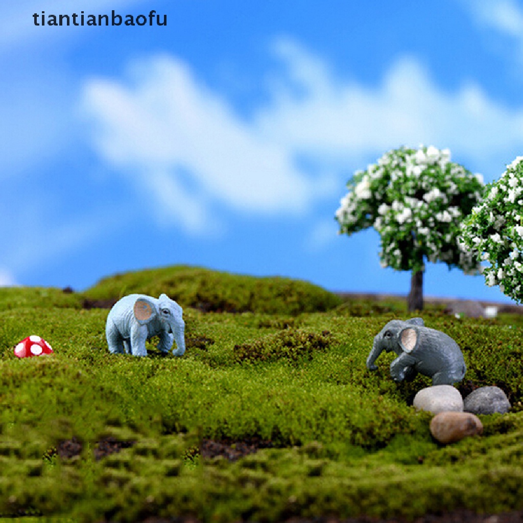 2 Pcs Miniatur Gajah Untuk Dekorasi Rumah Boneka