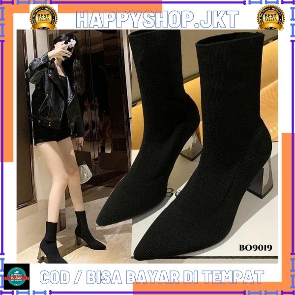 HS / Sepatu Boots Wanita korea Warna Hitam Fashion Modern 235