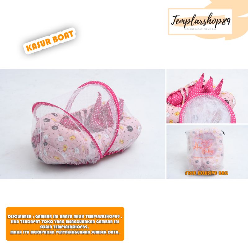 BABYNEST Free bantal Peang Mahkota / Baby Nest Dengan Tas mewah / Kasur Bayi Motif Bayi  kelambu pisah