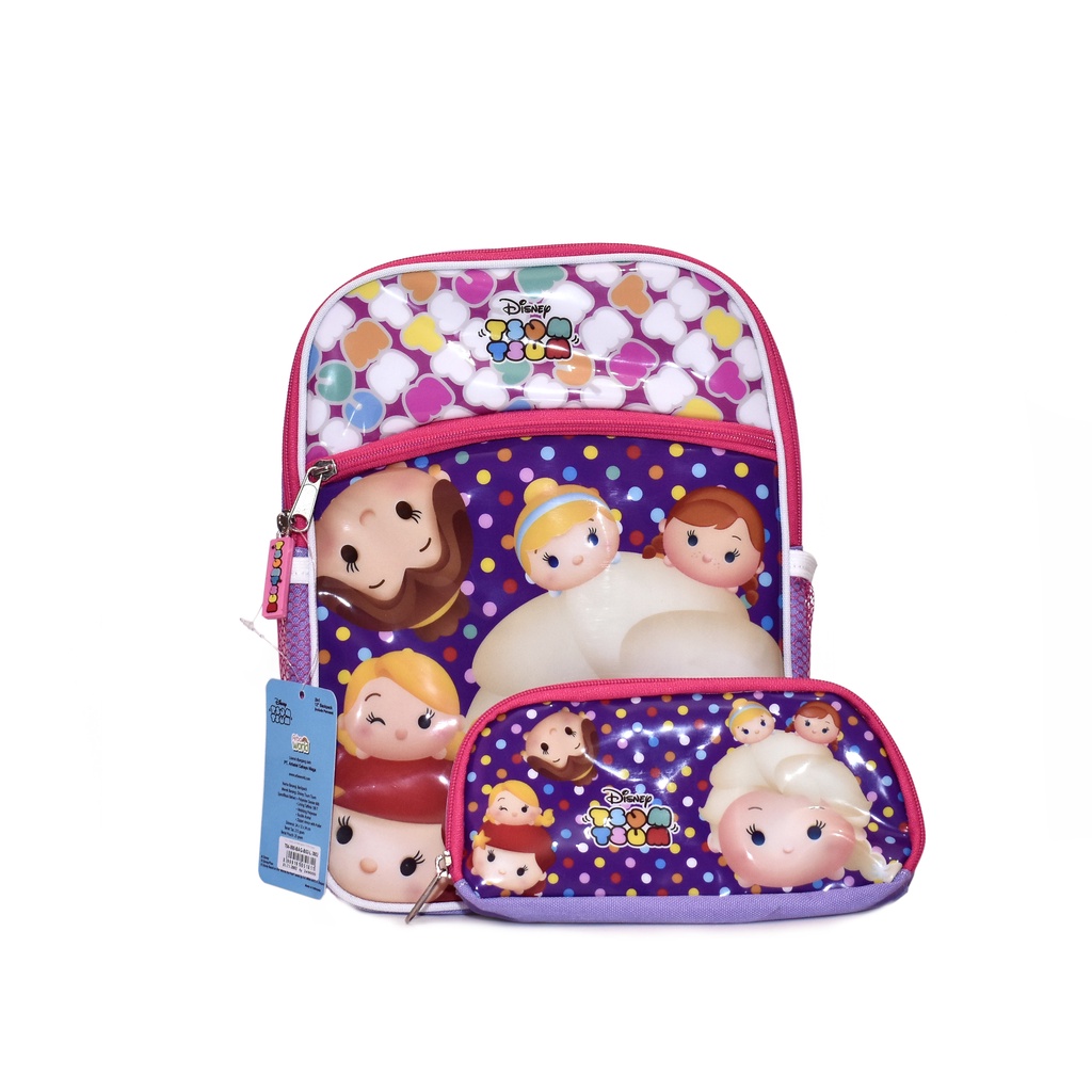 DISNEY TSUM TSUM Backpack Include Pencase 2in1 Princess Tas Sekolah Anak Perempuan 12 inch