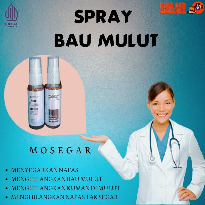 SPRAY OBAT BAU MULUT-MOSEGAR-Menyembuhkan sakit Gigi, Perokok, Bau Mulut BPOM