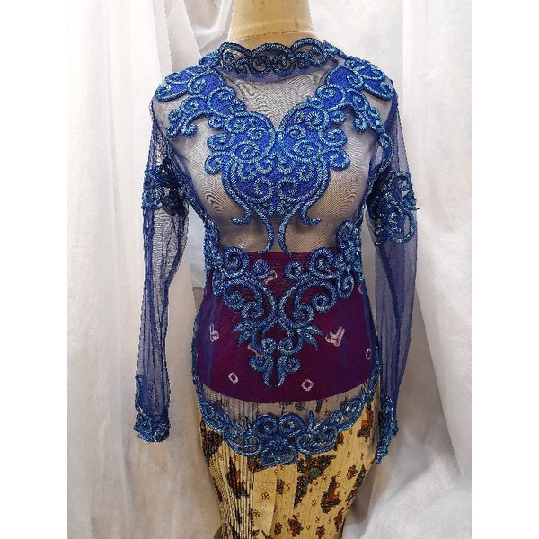 Kebaya atasan tile bordir biru