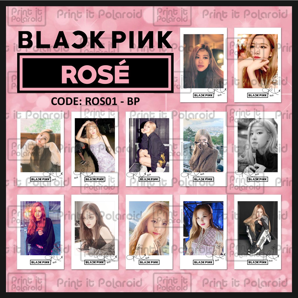 Jual ROSE isi 12 + TTD BLACKPINK KPOP POLAROID black pink photo card ...