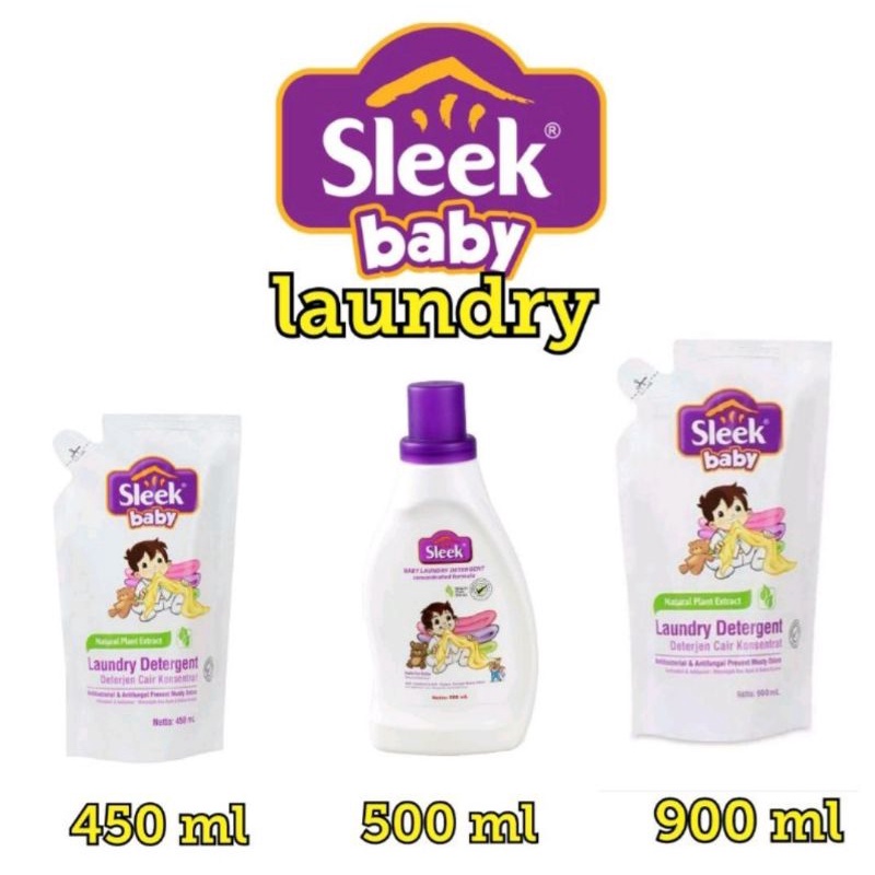 Sleek Baby Laundry Detergent Pouch Botol Refill 450ml 500ml 900ml Travel Kit100ml