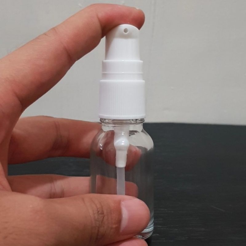 botol pump treatment 15ml kaca bening tebal