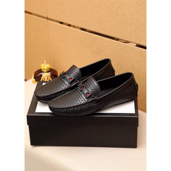 sepatu loafer gc mirror quality shoes men slip on cowok hitam P1SHOES