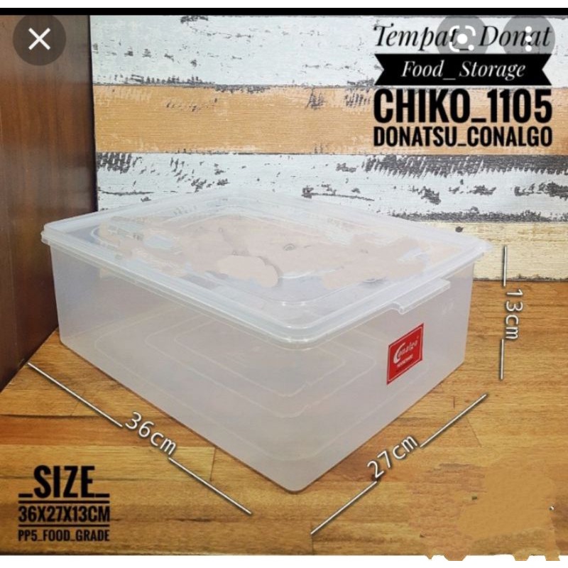 termurah tempat donat jumbo besar  chiko Conalgo / wadah makanan bening  sayuran / toples segi besar bening / tempat wadah serbagina