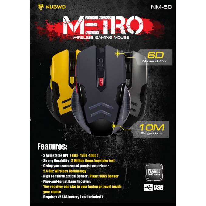 Nubwo NM-58 Wireless Mouse Gaming