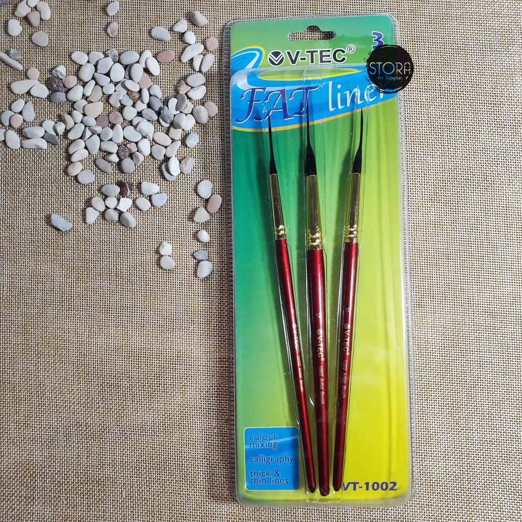 

V-Tec Fat Liner Brush Set Isi 3 VT-1002 - Vtec Kuas Lukis Detail Garis Liner