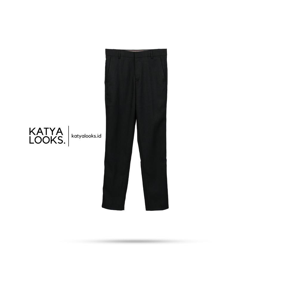 KZ.02Jl22g - Celana Kantor Formal Pria Slim fit Stretch Wool Hitam