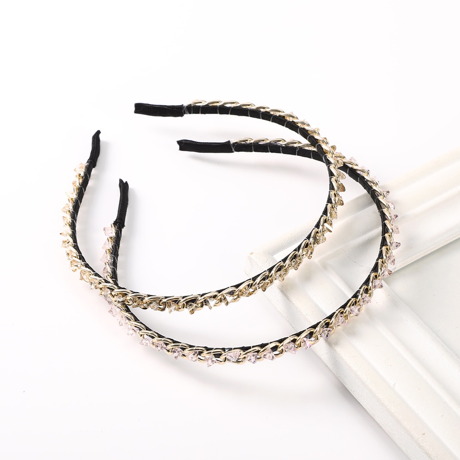 Korean Rhinestone Beads Alloy Chain Headband For Women Crystal Thin Hair Band Hair Accessories