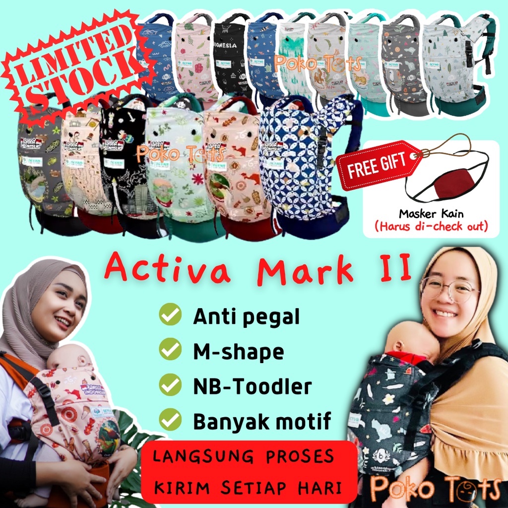 Bayiku ACTIVA SSC MARK II Seri Bangga Indonesia 2 Gendongan Bayi Ransel M-shape Anti Pegal NB Soft Structure Baby Carrier BAYIKU.ID SBI