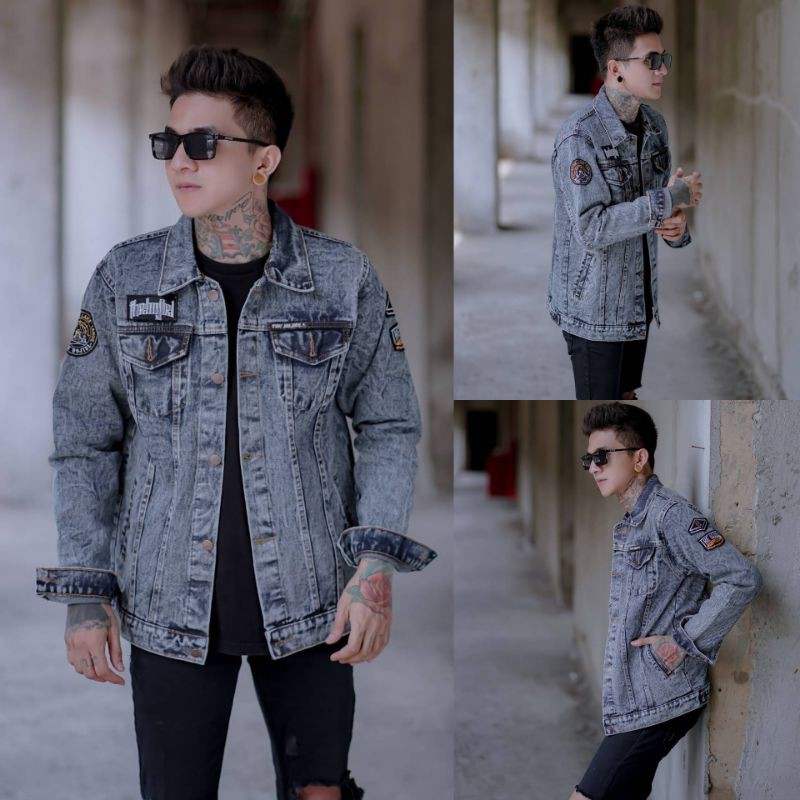 Jaket Jeans Bordir Pria Best Seller / Jaket Jeans Bordir Emblem