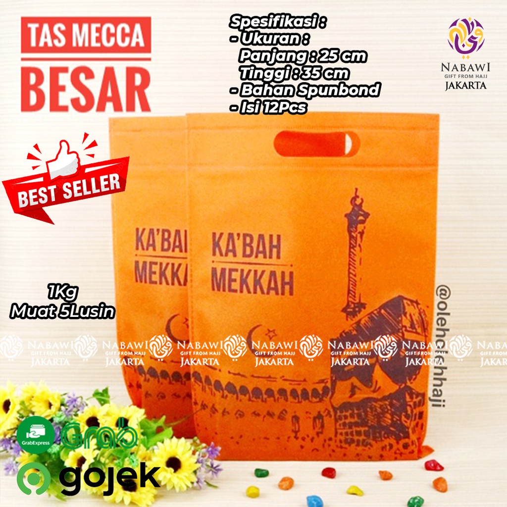 

Tas Souvenir Mecca Besar Mecca Kecil Bahan Kain Spunbond/Goodie Bag Oleh Oleh Haji Umroh